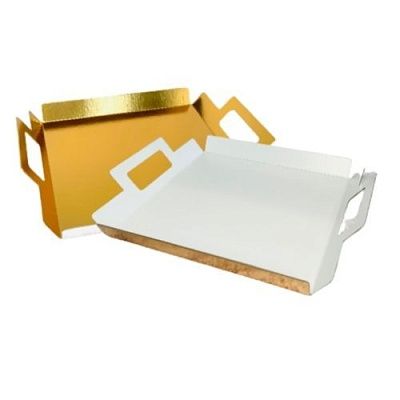 Поднос бумажный с ручками 300х300мм Handle цвет Золотой OSQ (х10)